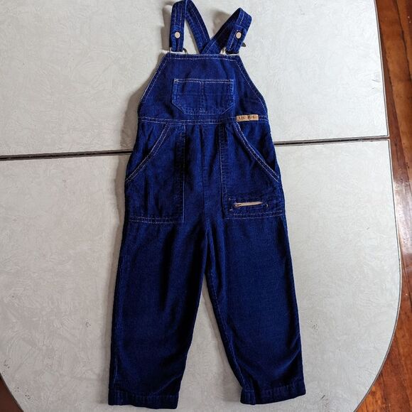 Vintage Navy Blue Corduroy Overalls by Lil Joe - Picture 1 of 6